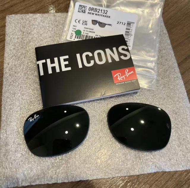 NEW Genuine Ray-Ban RB2132 New Wayfarer G-15 Replacement GLASS Lenses 52MM Size NEW Genuine Ray-Ban RB2132 New Wayfarer G-15 Replacement GLASS Lenses 52MM Size