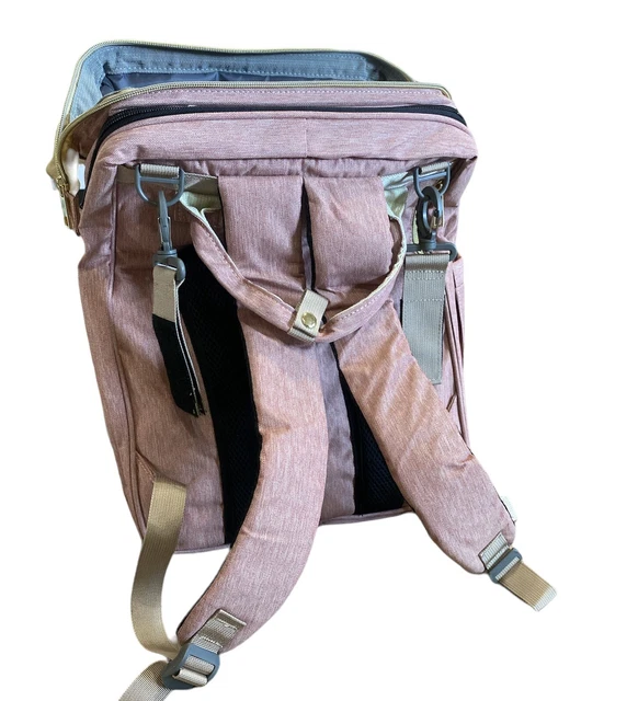 Hotbest 3 In 1 Travel Diaper Bag Back Pack Foldable Bed  Pink color 2
