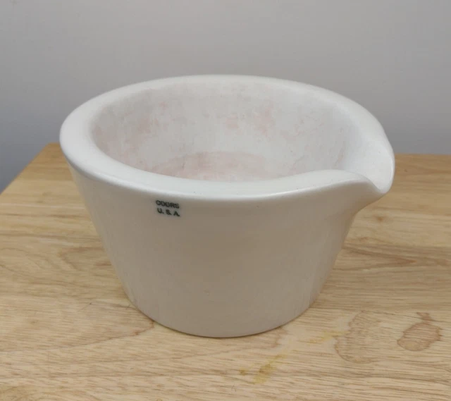 Large Coors Apothecary Mortar Spice Bowl w/ Pour Spout 7" Diameter USA #4 Heavy