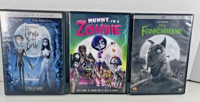 LOT OF 3 DVD's Frankenweenie- Mummy I'm a Zombie- Corpse Bride READ ...