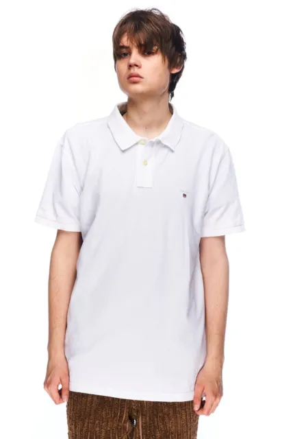 Polo Shirt GANT bianca piqué cotone manica corta da uomo taglia XL