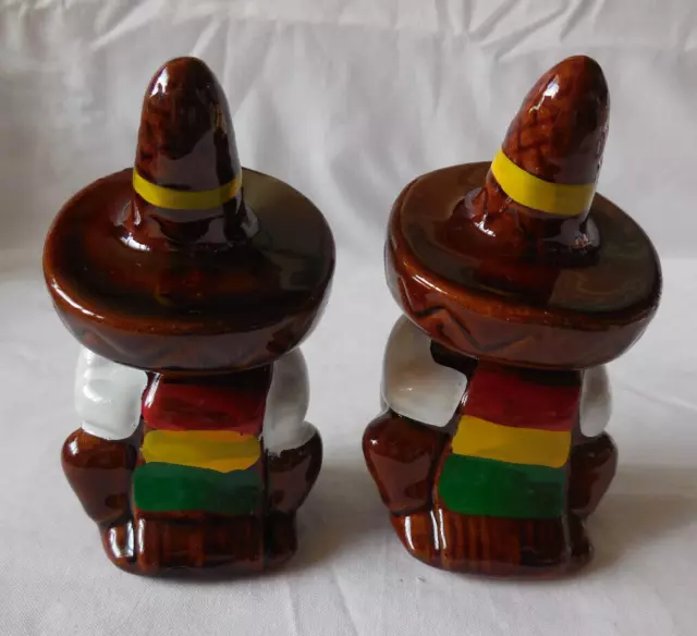 Vintage Salt & Pepper Shakers - Siesta Sombrero Mexican Glazed Pottery