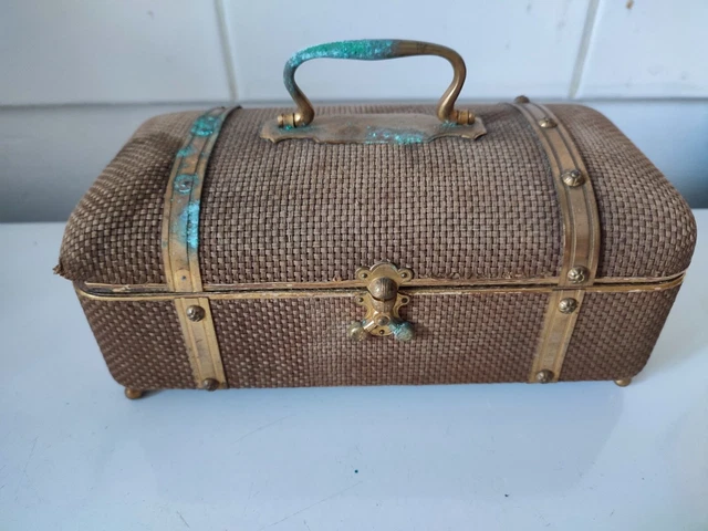 Coffre Malle Vintage Indien – Boîte En Bois Peinte à La Main, Années 80, Déco Maison