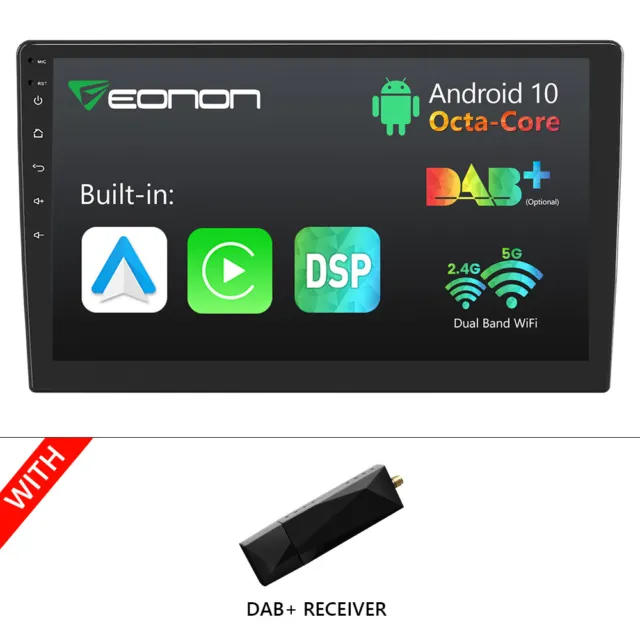 DAB+ Android Auto 10,1" IPS 8Kern Doppel DIN Autoradio GPS Navi CarPlay RDS WiFi