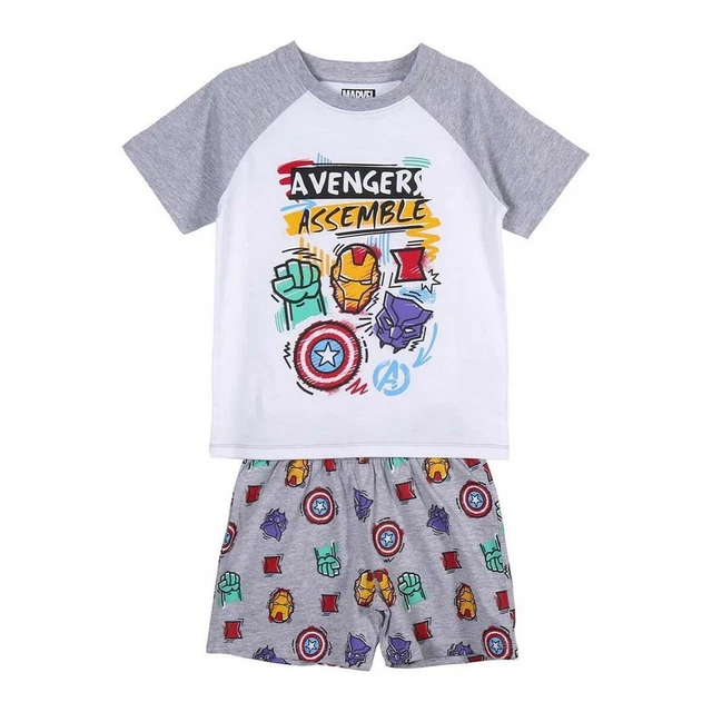 Sommer-Schlafanzug The Avengers Grau Weiß