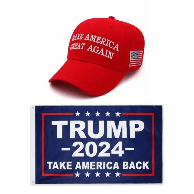 Flag + MAGA Make America Great Again President Donald Trump Hat Cap Embroidered