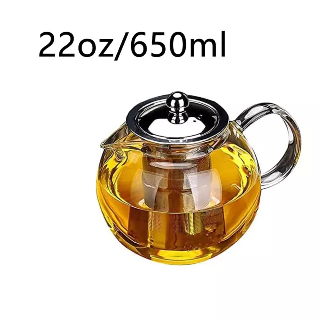 22oz Glass teapot with Infuser Glass Tea Kettle Stovetop Blooming Loose Leaf Tea