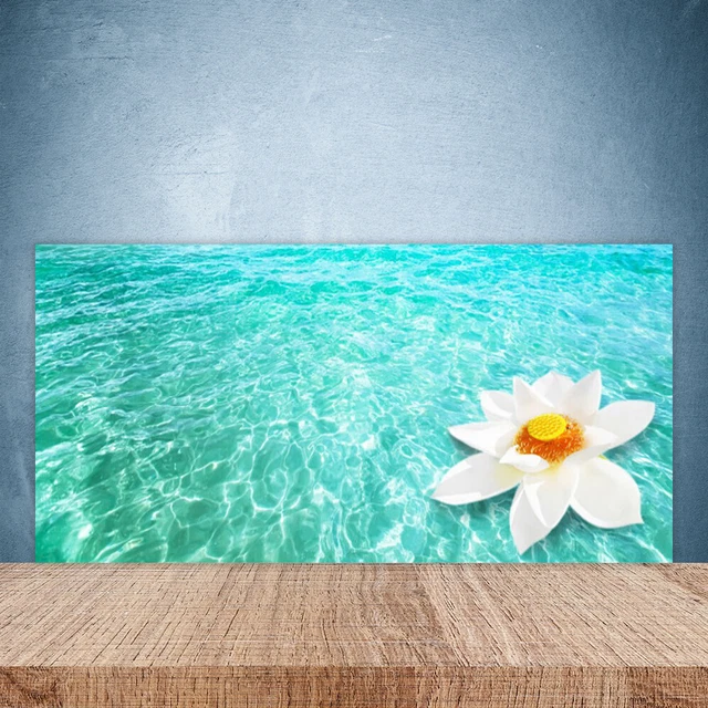Crédence Cuisine En Verre Tulup – 100x50 Cm – Motif Floral (blanc/vert)