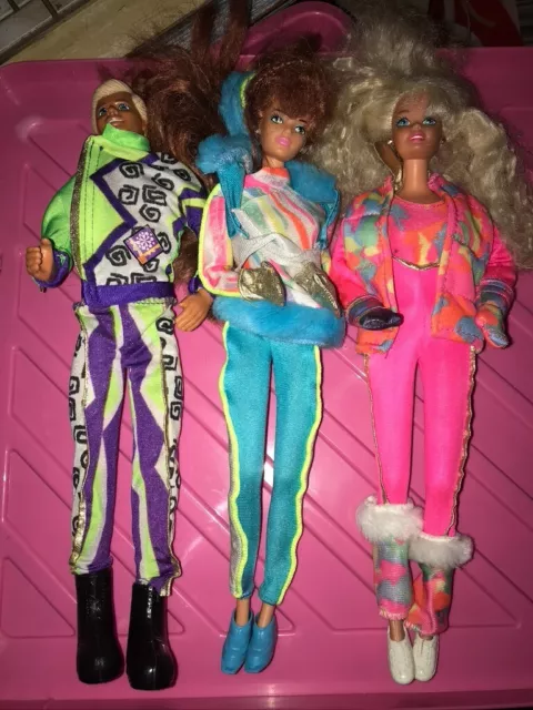 Vds collector lot 3 poupées mannequins BARBIE MIDGE KEN "SKI FUN" 1991 Mattel