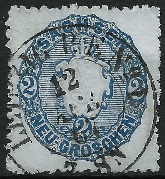 Sachsen 1863 . MiNr. 17a . 2 Ngr . BPP geprüft . K2 LEIPZIG P.E.No1. einwandfrei