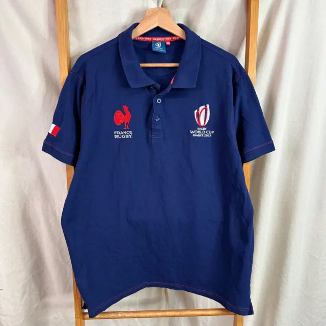 Rugby World Cup 2023 Polo Shirt Mens 2XL Blue France Short Sleeve