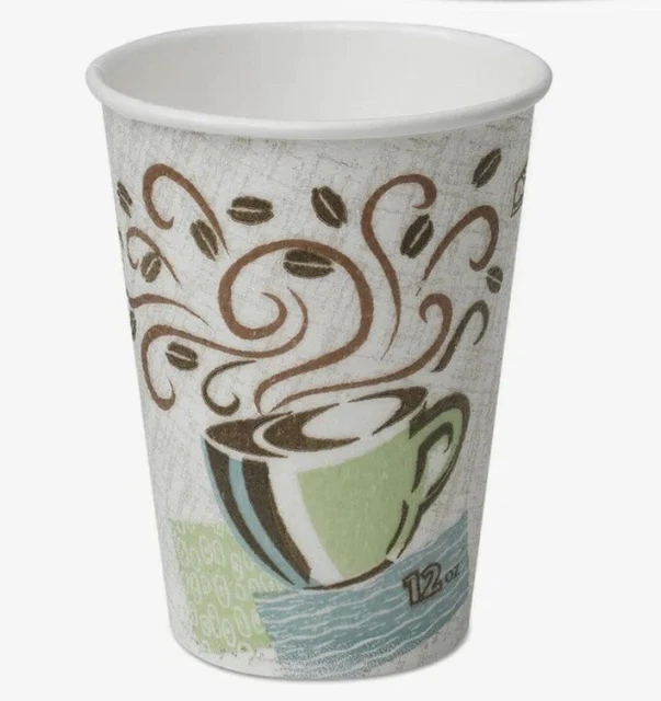 Dixie Hot Cups Paper 12oz Coffee Dreams Design Qty:400 PerfecTouch Insulated Cup