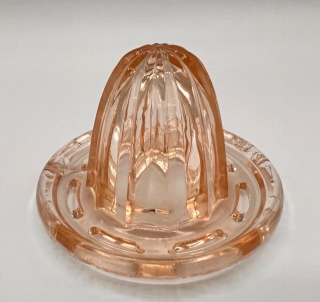 RARE Vintage Pink "Watermelon" Depression Glass Juicer Reamer 4'' GLOWS Green!