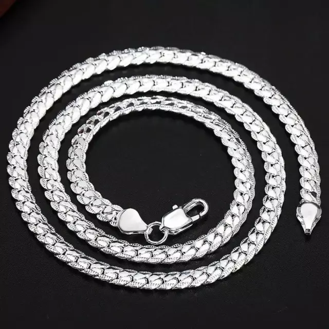 1pcs Silver Plated Necklace Women Simple Hip Hop Style 5mm Full Side Copper Chai