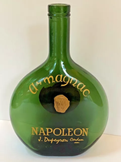 Vtg ARMAGNAC J.DUPEYRON NAPOLEON CONDOM Glass France LIQUOR BOTTLE - EMPTY