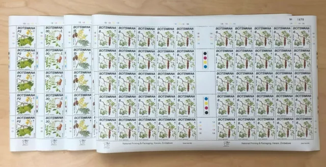 Botswana 1990 - Flower Trees Christmas - Set of 4 Sheets - Scott #483-6 - MNH