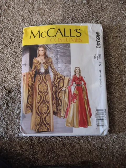 McCalls 6940 Medieval Dress /Gown Costume Sewing Pattern (Sizes 14-22) Uncut