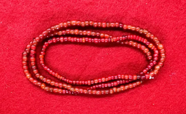 String of Red White Heart Trade Beads