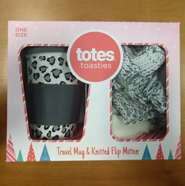 Totes Toasties Travel Mug & Knitted Flip Mitten Gift Set NEW  -  E4E