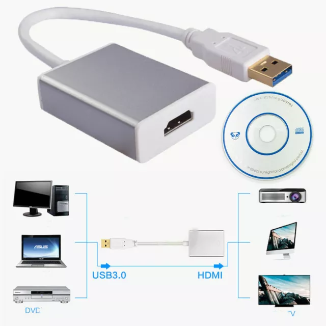 USB 3.0 to HDMI HD 1080P Converter Cable Display Adapter PC Laptop HDTV LCD A3GK