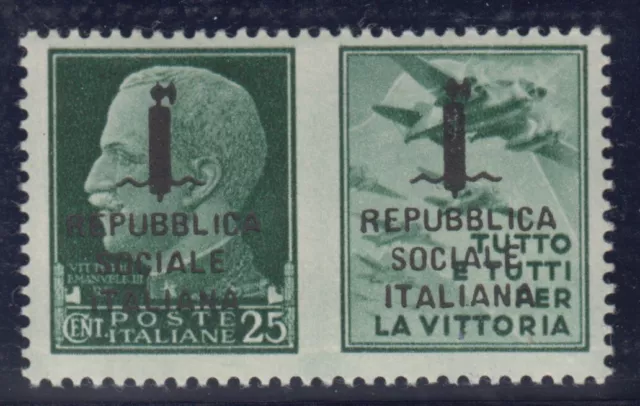 ITALY RSI (Social R) War Propaganda - Sassone 51 cv 210$ Certificate MNH** R+