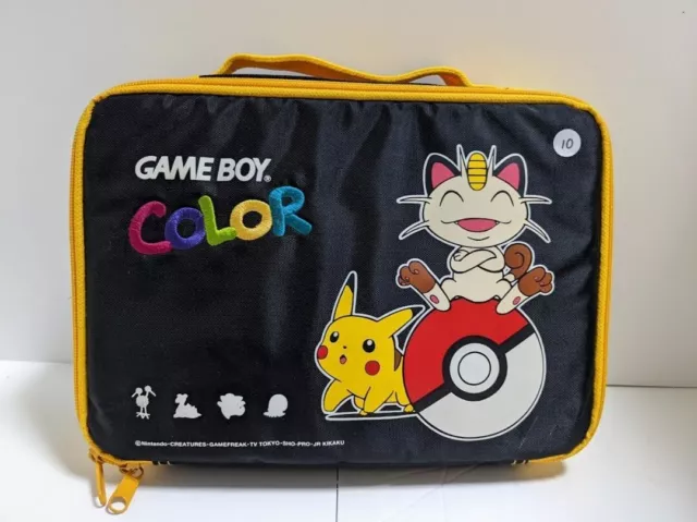 Gameboy Color GBC Pokemon Carrying Case Meowth Pikachu Pouch Bag  Game Boy Black