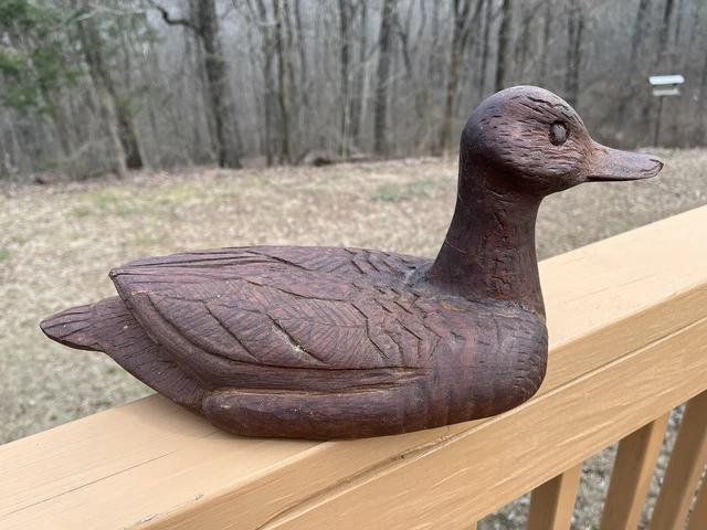 Vintage Large 14” Hand Carved Wooden Wood Duck Folk Art Signed Billy Miller