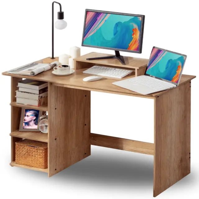 Computer Desk Study Table Writing Shelves Home Office Wooden Workstation Laptop