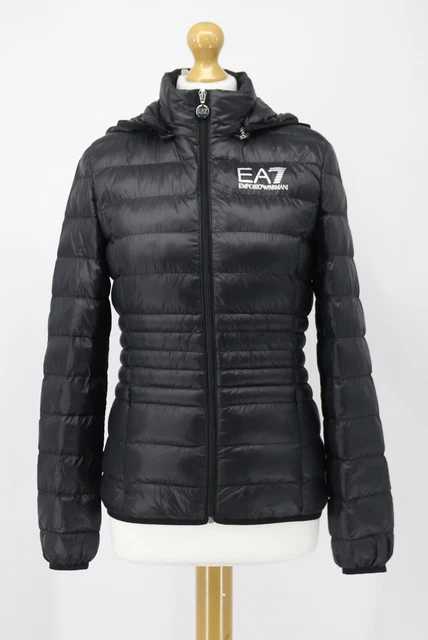 EMPORIO ARMANI EA7 Woven Bomber Womens Black Padded Jacket Rrp