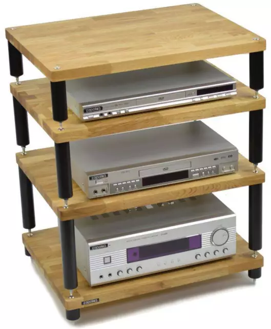 Apollo Storm 6 Solid Oak Hi Fi Stand Black