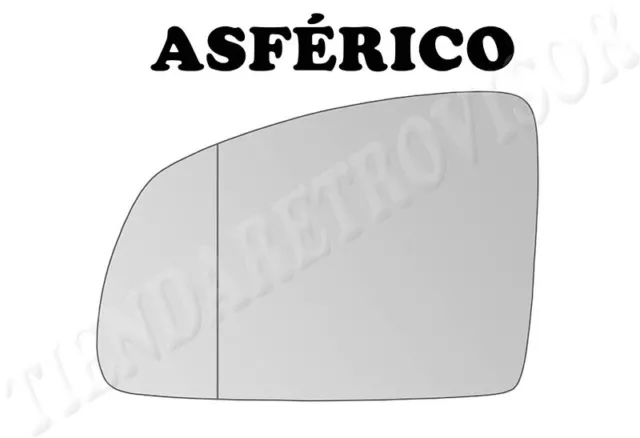 CRISTAL RETROVISOR PARA OPEL MERIVA A 2002-2010 ASFERICO Izquierdo(Conductor)