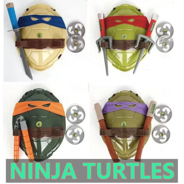 Kid Boys Teenage Mutant Ninja Turtles Party Costume Turtle Back Shell Mask Toy