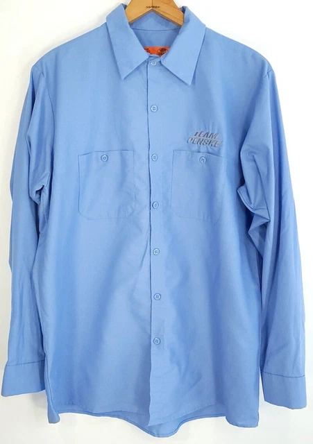 Team Penske Red Kap Long Sleeve Button Front Work Shirt Men's Large Blue