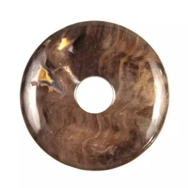 Donut Pi Chinois en bois fossilisé pour pendentif - Diam: 3 cm