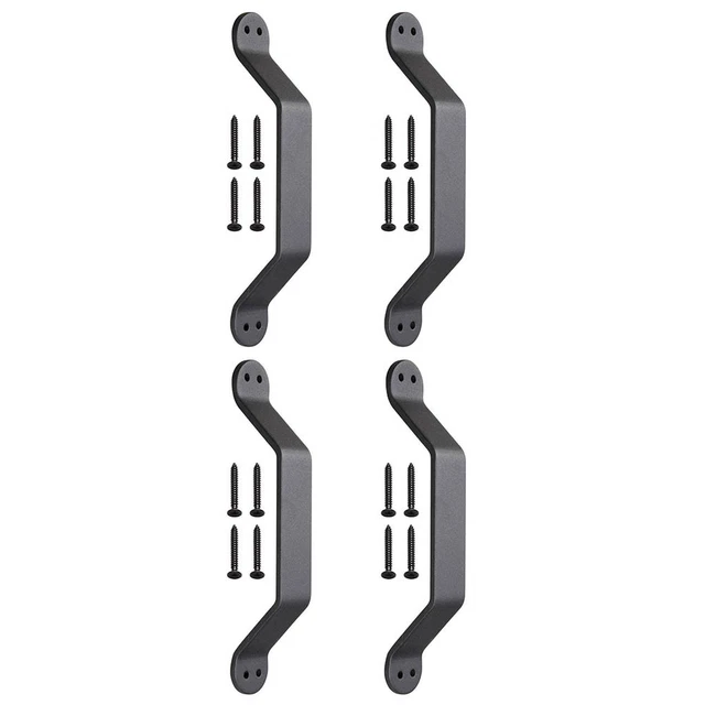 4pc 9" Barn Handle Cast Iron Pull Gate Shed Cabinet Matte Black for Sliding Door 2