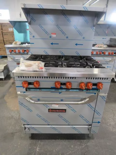 Sierra SR-6-36 36" Gas Restaurant Range, (1) Standard Oven, (6) Open Burners