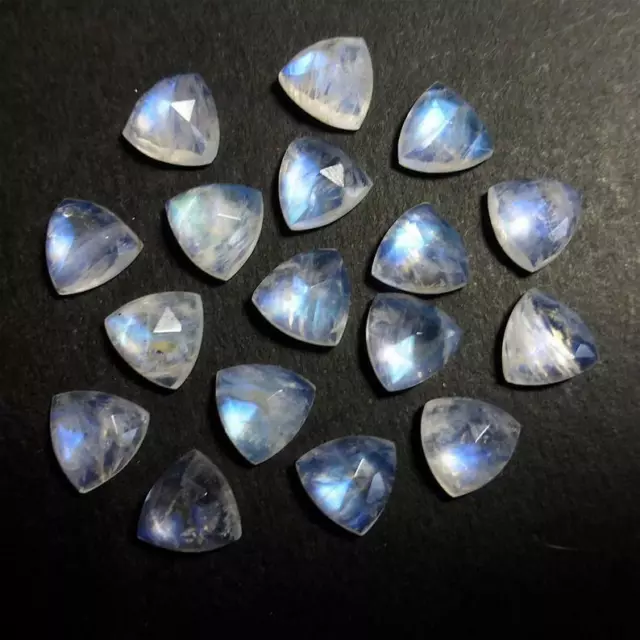 White Rainbow Moonstone Trillion Shape Rose Cut Loose Gemstone 11mm To 15mm