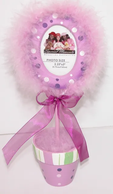 Feather Boa Picture Frame Purple 2.25" x 3" Baby Nursery Decor Special Moments