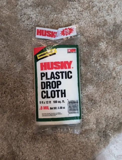 Husky Plastic Drop Cloth Cover 9ft. x 12ft. 108 sq. ft. 0.8 Mil Thick Protect