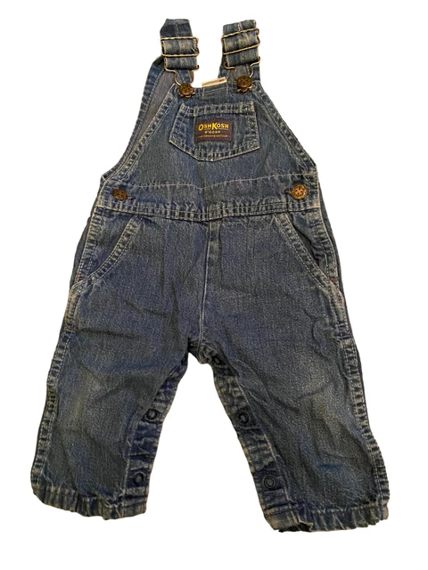 Vintage Oshkosh B ’ Gosh Salopette Vestbak Bambino Del 6/9 M Blu Denim Unisex