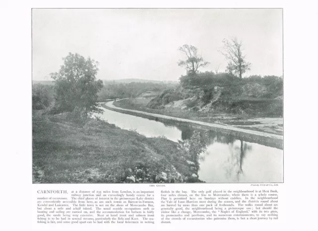 Carnforth The Canal Lancashire Antique Picture Print Old Victorian 1900 ROC#243