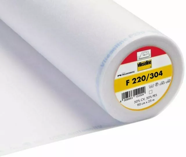 F220/30 - Vlieseline / Vilene Lightweight Fusible Non-woven Interfacing - White