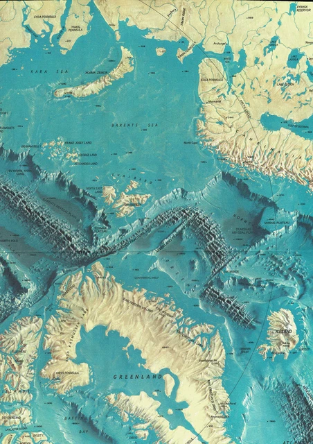 1970s Vintage Arctic Ocean Abyssal Plain Wall Map (folded) 3
