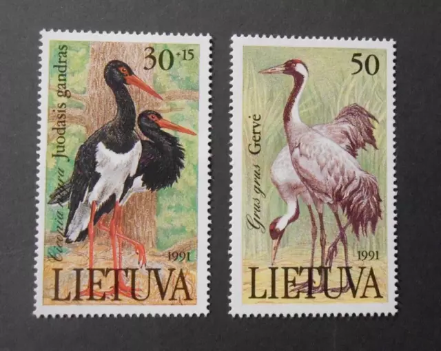 LITUANIA  LITHUANIA, LIETUVA  1991 " Uccelli Libro rosso" 2Val. Cpl set MH*