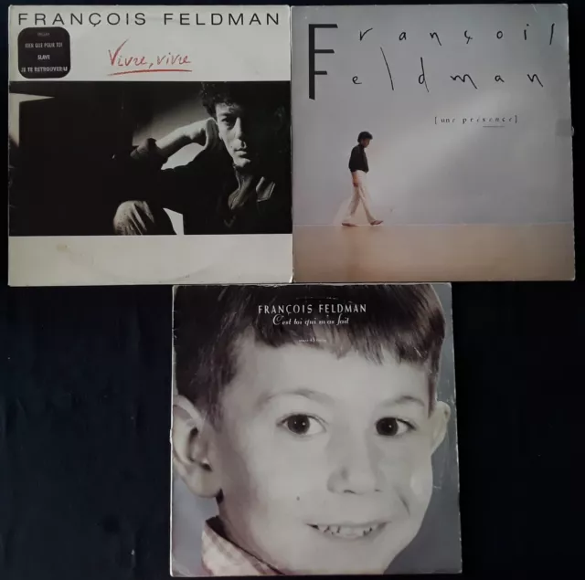 lot de 2 albums vinyles François Feldman et 1 maxi 45T (une présence, vivre....)