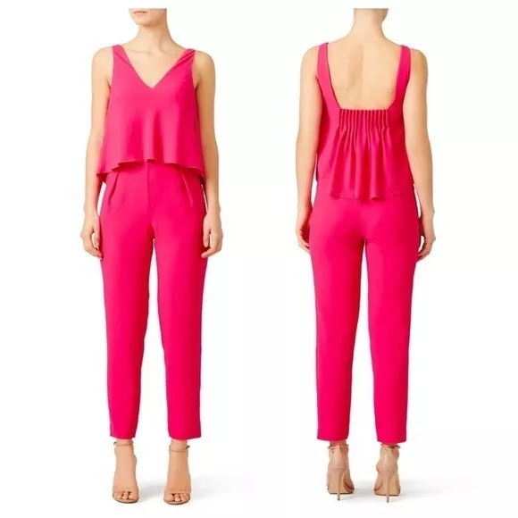 NWT Trina Turk Oceanside Jumpsuit Classic Pink Crepe Size 2