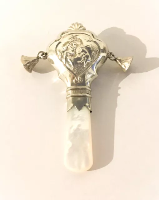 George V Excellent Silver Baby's Rattle - W H Collins Glasgow 1930 - VGC