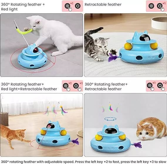 PETTOM 4 in 1 Interaktives Katzenspielzeug, Katzenspielzeug für erwachsene Wohnu 3