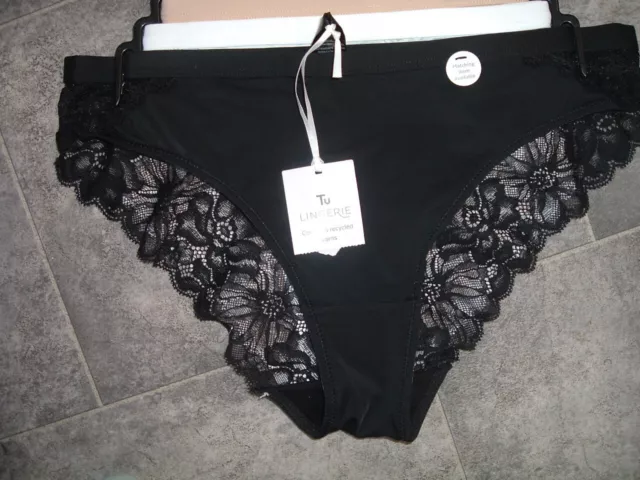 Size 14 Bnwt Tu Pack Of 3 Black White Nude Lacy Trim Knickers