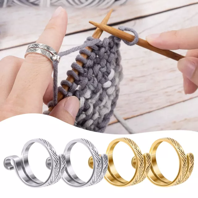 4pcs Yarn Guide Ring Thimble for Knitting and Crochet Adjustable